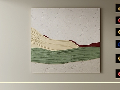 侘寂抽象挂画 肌理山川抽象挂画 奶油风山峦装饰画 方形厚涂风景油画 侘寂风肌理山水画 大地色立体肌理画