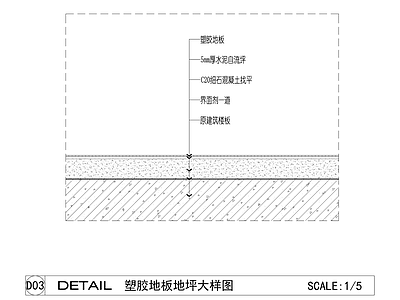 地面综合节点 塑胶地板大样图