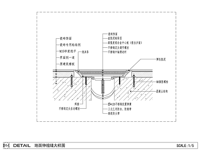 地面综合节点 地面伸缩缝大样图