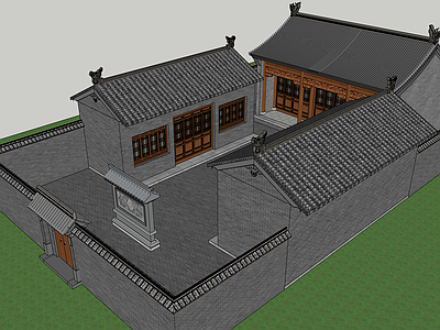 中式古建四合院 古建 院子