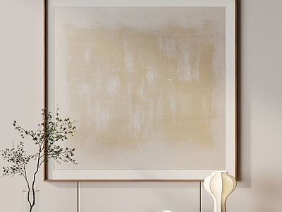 侘寂抽象挂画 米白肌理抽象油画 客厅方形装饰画 奶油风抽象艺术画 原木风极简油画