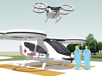 未来主义无人机 eVTOL 警用载人无人机 医疗载人无人机