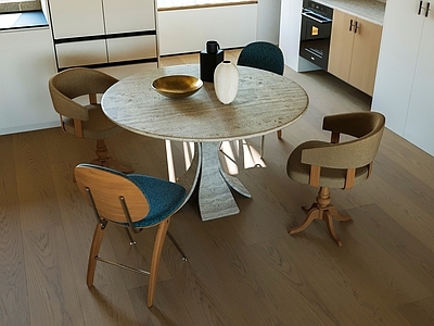 现代简约餐桌椅 圆桌用餐 餐椅组合 多人座位 餐厅家具