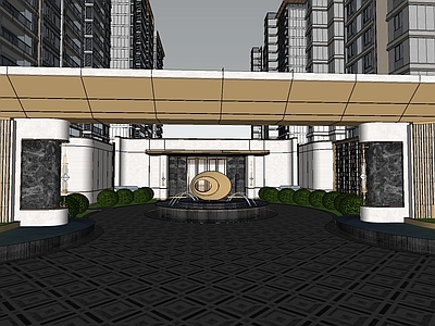 新中式景观入口大门 华润展示区