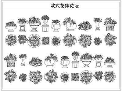 灌木种植 欧式花钵花坛