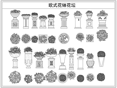灌木种植 欧式花钵花坛