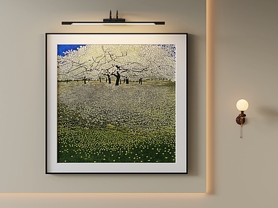 现代简约挂画 复古风景装饰画 中古侘寂风 森林花卉装饰画 白色花树装饰画