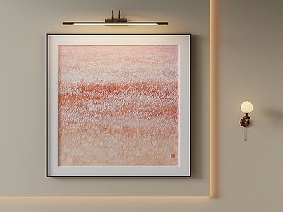 中古风抽象画 浅粉原野装饰画 复古肌理挂画 暖调原野挂画 玄关抽象油画 客厅肌理挂画
