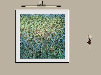 中古风抽象画 肌理树林装饰画 蓝绿调装饰画 森系风景挂画 中古肌理油画
