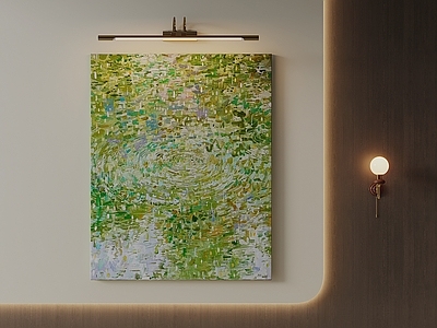 中古风抽象挂画 绿水波纹装饰画 竖版肌理油画 客厅风景挂画 森系肌理挂画 侘寂绿意油画