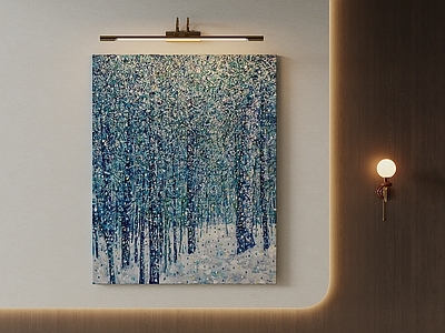 中古风油画 冬日森林油画 侘寂森林油画 冷调肌理挂画 竖版风景油画