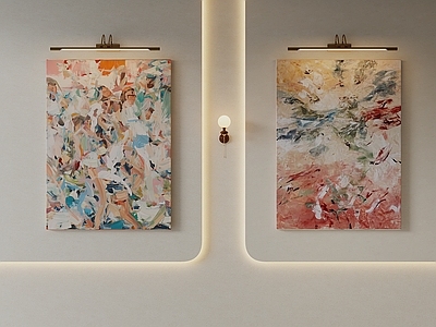 奶油风抽象画 玄关抽象油画 客厅组合挂画 竖版肌理油画 暖调抽象画