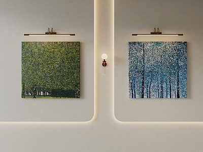 奶油风挂画 肌理风景挂画 复古森系挂画 冷暖树林装饰画 侘寂森林油画 中古双联挂画
