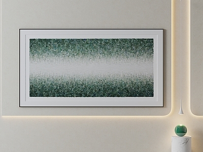 极简抽象画 现代肌理画作 简约森系挂画 冷调横幅油画 中古渐变油画