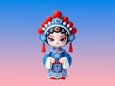 中式虚拟人物 戏曲卡通IP 花旦公仔 手办盲盒 美陈摆件 戏曲元素