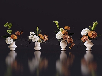 现代简约花瓶 2D轻奢花艺 现代侘寂花瓶花艺 法式复古花艺 高级感花艺 软装摆件
