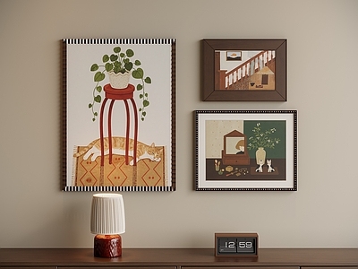 中古风挂画组合 中古风组合装饰画