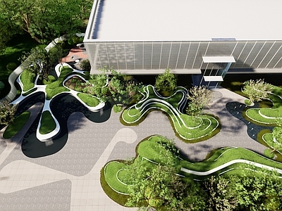 现代主义住宅区景观 流线型示范区景观 异形示范区售楼部
