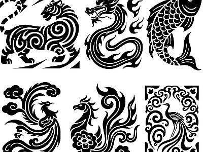 其他图库 剪纸 纹理 中式 贴图 花纹