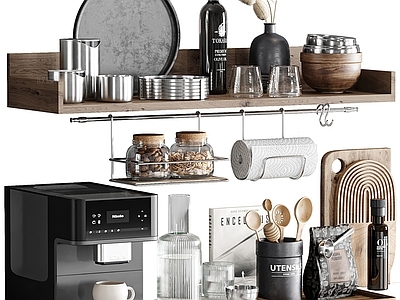 现代简约厨房用品组合 厨房用品 厨具 餐具 咖啡机