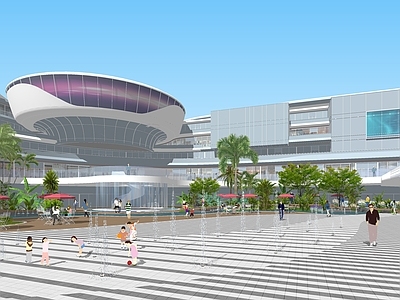 现代主义商业综合体景观 下沉广场 商业广场 商业综合体 城市广场 雨林景观