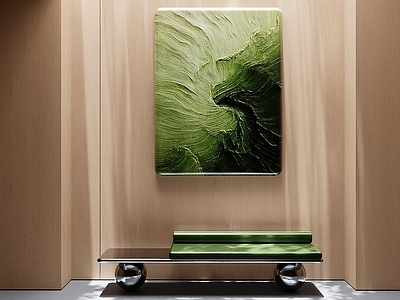 意式极简抽象挂画 绿色肌理装置画 竖版立体装饰画 玄关森系挂画 渐变绿树脂壁画 波浪纹理挂画