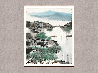 新中式挂画 水乡春暖 江南水乡 杨明义 装饰画