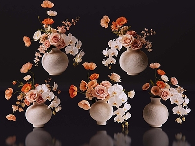 侘寂花瓶 2D免抠轻奢花艺 现代侘寂花瓶花艺 法式复古花艺 高级感花艺 软装摆件