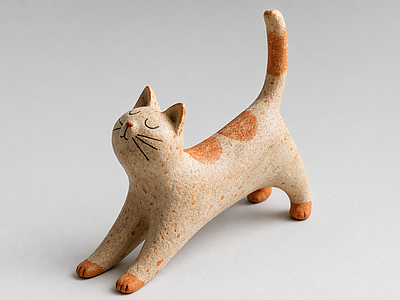 侘寂雕塑摆件 现代雕塑 小猫 雕塑美陈 动物雕塑 小猫雕塑