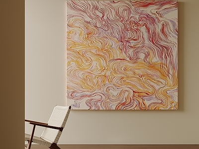 现代简约抽象画 奶油风玄关挂画 暖黄方形艺术油画 曲线肌理抽象挂画 中古风客厅装饰画 轻奢抽象玄关画作