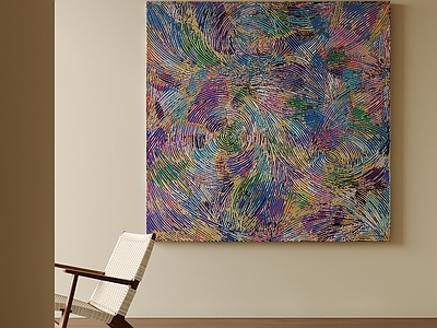 中古风抽象画 现代肌理方形油画 意式客厅抽象壁画 混色线条艺术挂画 大尺寸玄关装饰画 抽象旋涡肌理画