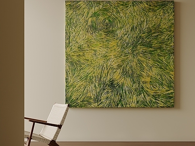 现代简约抽象画 自然肌理抽象挂画 中古风绿色壁画 治愈系客厅挂画 绿色线条肌理画作