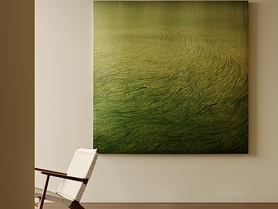 极简抽象挂画 渐变绿波纹肌理画 立体水纹方形挂画 禅意绿色装饰油画 侘寂风客厅壁画 大地色系玄关挂画