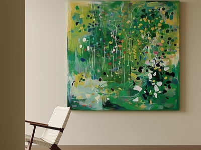 现代简约挂画 绿意森林抽象油画 自然风客厅装饰画 彩点树林方形挂画 清新森系肌理壁画 写意绿植肌理画