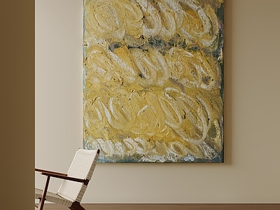 中古风油画 侘寂暖调竖版壁画 复古黄调肌理画 堆叠笔触抽象油画 柔和螺旋客厅挂画