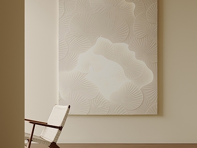奶油风抽象画 奶油色浮雕叶画 砂岩叶脉竖版挂画 原木风立体装饰画 禅意叶片肌理壁画 纯白凹凸叶纹画