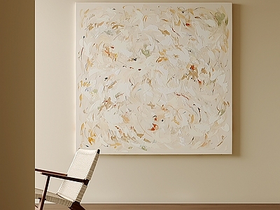奶油风挂画 浅杏肌理抽象挂画 色块手绘油画 原木风暖调壁画 淡彩肌理抽象画