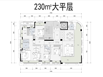 住宅楼建筑 大平层户型 转角阳台