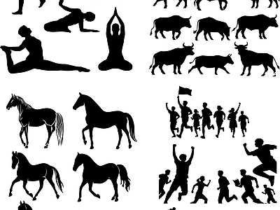 其他图库 剪影 人物 贴图 动物 动物线稿