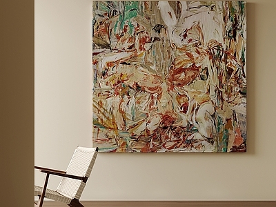 奶油风抽象画 写意人物油画 客厅方形挂画 现代艺术装饰画 厚肌理抽象油画 民宿艺术装饰画