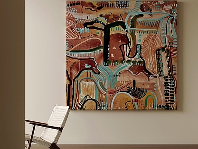现代简约抽象画 抽象山水装饰画 大地色系挂画 手绘肌理油画 侘寂风方形壁画 原始纹样装饰画