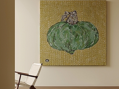 现代简约挂画 南瓜静物装饰画 金底肌理油画 复古果蔬挂画 方形静物壁画 餐厅软装挂画