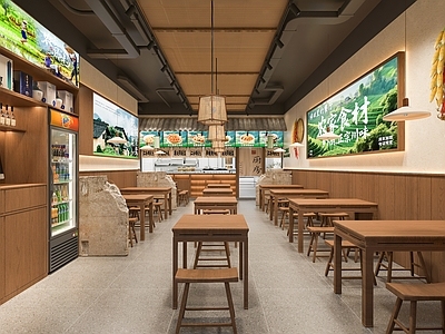 新中式中餐厅 原木中餐厅 门头 饮料柜 新中式餐饮