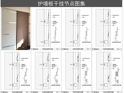墙面节点 护墙板干挂节点图 干挂木饰面 墙板干挂节点图 快装墙板图集