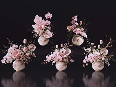 法式花艺 2D现代轻奢花艺 现代侘寂花瓶花艺 法式复古花艺 高级感花艺 软装摆件