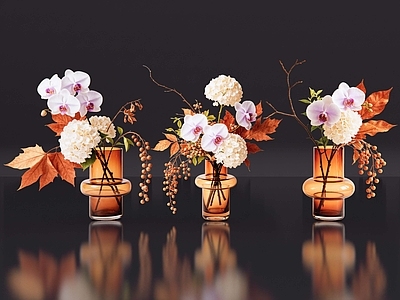 现代花艺 2D现代轻奢花艺 现代侘寂花瓶花艺 法式复古花艺 高级感花艺 软装摆件