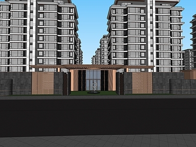 现代主义小区建筑 公建化外立面住宅 简约现代住宅建筑 简约现代小区建筑 住宅小区建筑全模