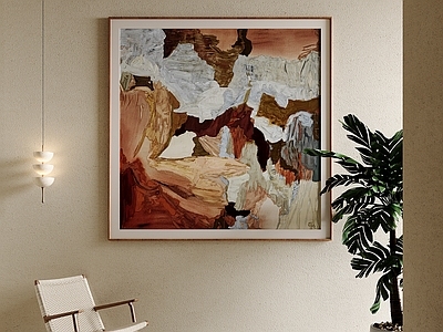 侘寂挂画 厚肌理抽象油画 咖色肌理装饰画 客厅抽象壁画 大地色抽象画 原木风抽象挂画