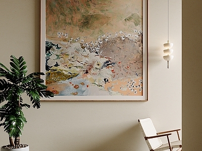 奶油风挂画 印象花卉挂画 原木风花卉画 卧室方形装饰画 肌理花朵油画 样板间花卉画