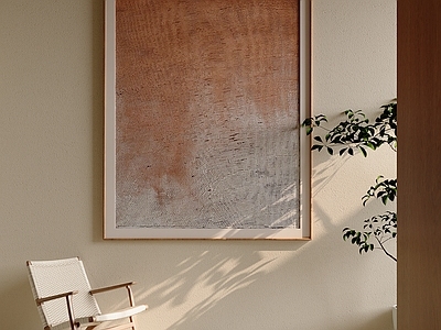 侘寂抽象画 赭石色线条肌理画 原木风竖版挂画 客厅渐变抽象画 大地色厚涂油画 中古简约装饰画